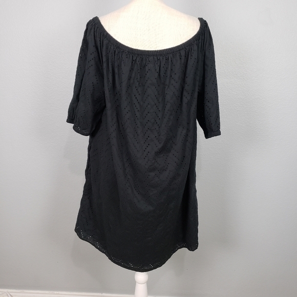 GAP Off Shoulder Eyelet Mini Dress Black Sz XL - Picture 4 of 8